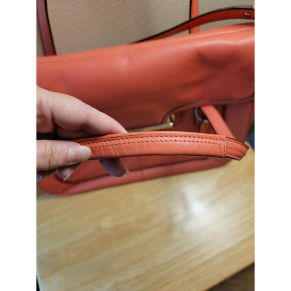 Coach Marin Taylor Leather Flap Shoulder Bag Purse Satchel Pink Salmon F26781 - Picture 6 of 16